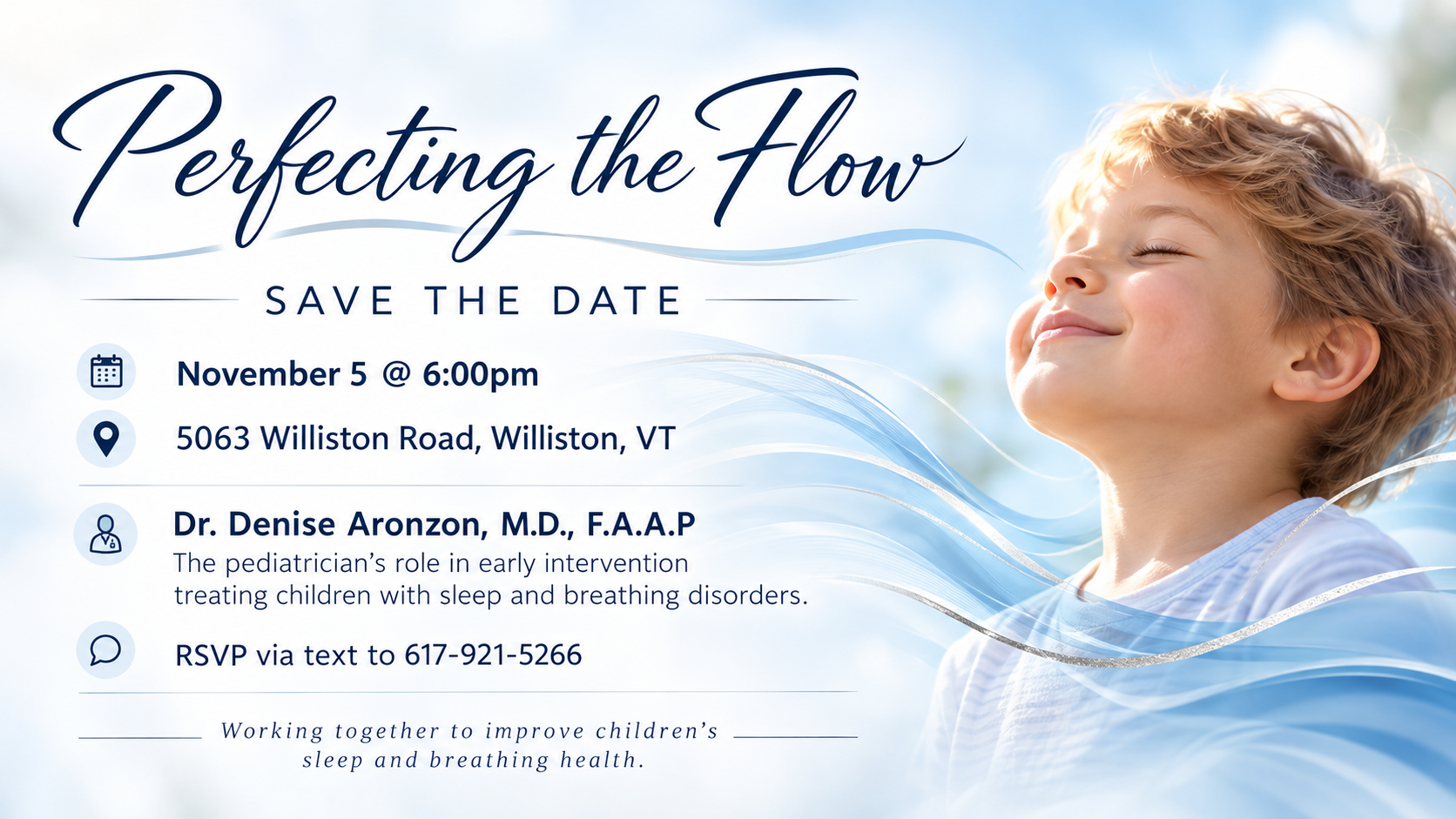 Perfecting the Flow - pediatric sleep and breathing health event