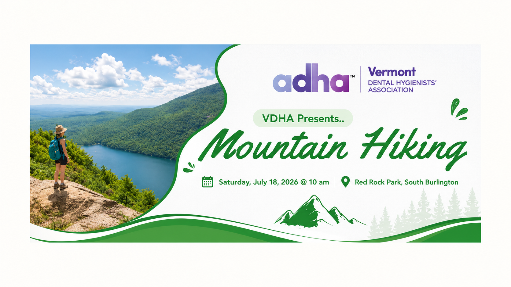 VDHA Presents Mountain Hiking at Red Rock Park, South Burlington on Saturday, July 18, 2026 at 10 am